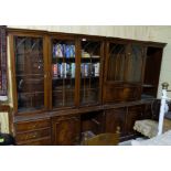 Large modern mahogany veneer Bookcase (can be divided smaller)– 4 glass doors to the top and a range