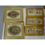 Set of 6 British Political Satirical Lithographs, in 3 later gilt frames & Set of 4 x 19thC colour