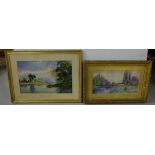 2 Watercolours – “The Thames Near Windsor” by C Odeaine & “The Lock – Berks” signed E M Johnson (2),