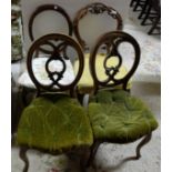 4 Victorian Mahogany Cabriole Leg Bedroom Chairs incl 1 Pair, cabriole legs (some damage)