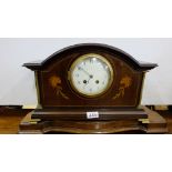 Mahogany Cased Mantle Clock, with eagle inlay, brass columns, 96”w x 10”h