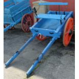 Donkey Cart, painted blue with orange wheels, with plaque, “St John of God, Convent, Kilkenny” (