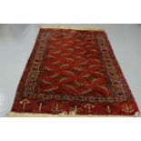 Persian Floor Rug, red ground with Becarra patterns, 6ft 4” x 4ft