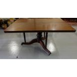 19thC Mahogany Centre / Dining Table, with a rectangular top, on a central pod with 3 splayed