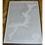 Large framed old map of Lough Derg, on the River Shannon as surveyed by Commander J Wolfe 1839,