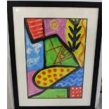 “Celtic Fields” by T C Murphy (Dublin), initialled, oil on canvas, black frame, 28”h x 14”w