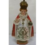 Plaster figure of Child of Prague, painted, 20”h