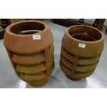 3 Terracotta Chimney Pots, 2 with vents