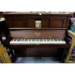 Weber London Upright Pianola Piano, in a mahogany frame, working, with 28 approx pianola music rolls