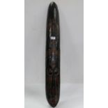 Kuba Baule Warrior Plaque, fine carved profile, incised markings, Takoradi Coast Palm Wood, 40”h