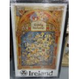 Vintage Framed Poster – “Ireland”, “Early Ireland” map with buildings