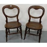 Matching Set of Four Fruitwood Kitchen Chairs, with balloon backs and turned legs (4)