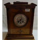 Edwardian Satinwood Cased Mantle Clock, the pink porcelain dial decorated with a cherub, working,