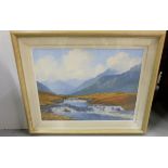 T Lynch “Irish Landscape”, Oil on Canvas in boxed white frame, 30”w x 24”h