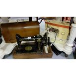 Two Hand Sewing Machines, 1 electric – both Singer