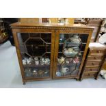 Mahogany two door Display Cabinet, with astragal glazing, 3 interior shelves, on raised feet, 46.5”w