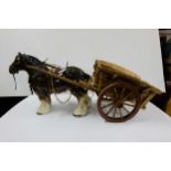 Pottery Model of Dray Horse and wooden cart