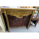 Mid-20thC French Carved and Gilded Fire Surround (decorative purposes), the rimmed white marble