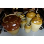 Terracotta Jar with Lid (chip to lid) & 5 stoneware jars, various sizes (6)