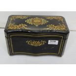 19thC Buhl Cigar Caddy, the ebonised exterior decoratively inlaid with tortoiseshell and brass,