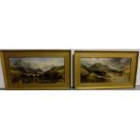 William Archibald Wall - Pair of Oils on Canvas, River Landscape Scenes, each 16”w x 8”h, in gilt