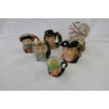 5 small Royal Doulton Toby Jugs – Neptune, Falstaff, Night Watchman etc & a character Jug –