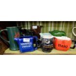 9 Pub Advertising Water Jugs – Martell, J & B, Haig, Jameson, Gibneys etc (dark colours)