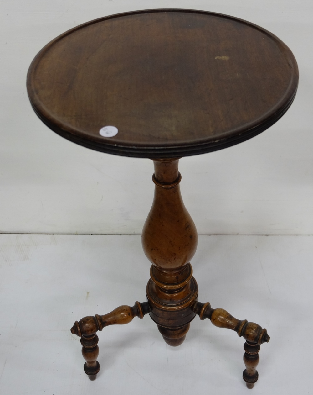 Mahogany Wine Table, circular top 13” dia, on a tripod base with turned legs
