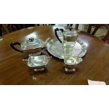 4 piece Walker & Hall Teaset with sugar bowl and cream jug and a later tray (5)