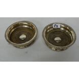 Pair Bottle Coasters with Sheffield Plate Rims