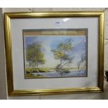 Peter Knuttel, Mayo Lake, Watercolour, mounted in a gilt frame, 22”w x 19”h