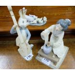 3 Lladro Figurines – Japanese Lady, goose family & musical rabbit (3)