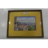 Watercolour “Royal August” 1897 signed E.M., cityscape 10”w