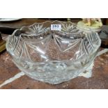 Waterford Cut Glass Fruit Bowl with a scalloped top, 10” dia