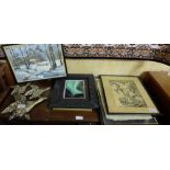 Group of pictures incl. landscapes, 3 ducks, 3 mirrors etc