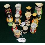 12 miniature toby figures, various periods