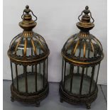 Matching Pair of Tall Metal Framed Lanterns, with carrying handles 24” h