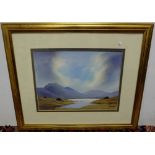 Watercolour – “Connemara, Breaking The Clouds” signed by Peter Knuttle, 15” x 11”, in golden frame