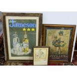 Large John Jameson Advertising Print, Dunville Whisky Print & set of 3 Canadian Club Whisky