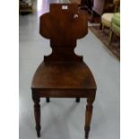 Late 19thC Mahogany Hall Chair, on turned legs