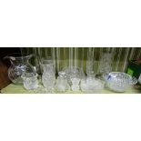 Cut Glass items – bowls, ashtrays, vase, bell, water jug etc