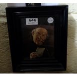 Pair of small portrait prints – “old farmer woman and man”, after Karl Dronberger (2)