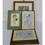 7 x Cricket themed Wall Pictures, all framed