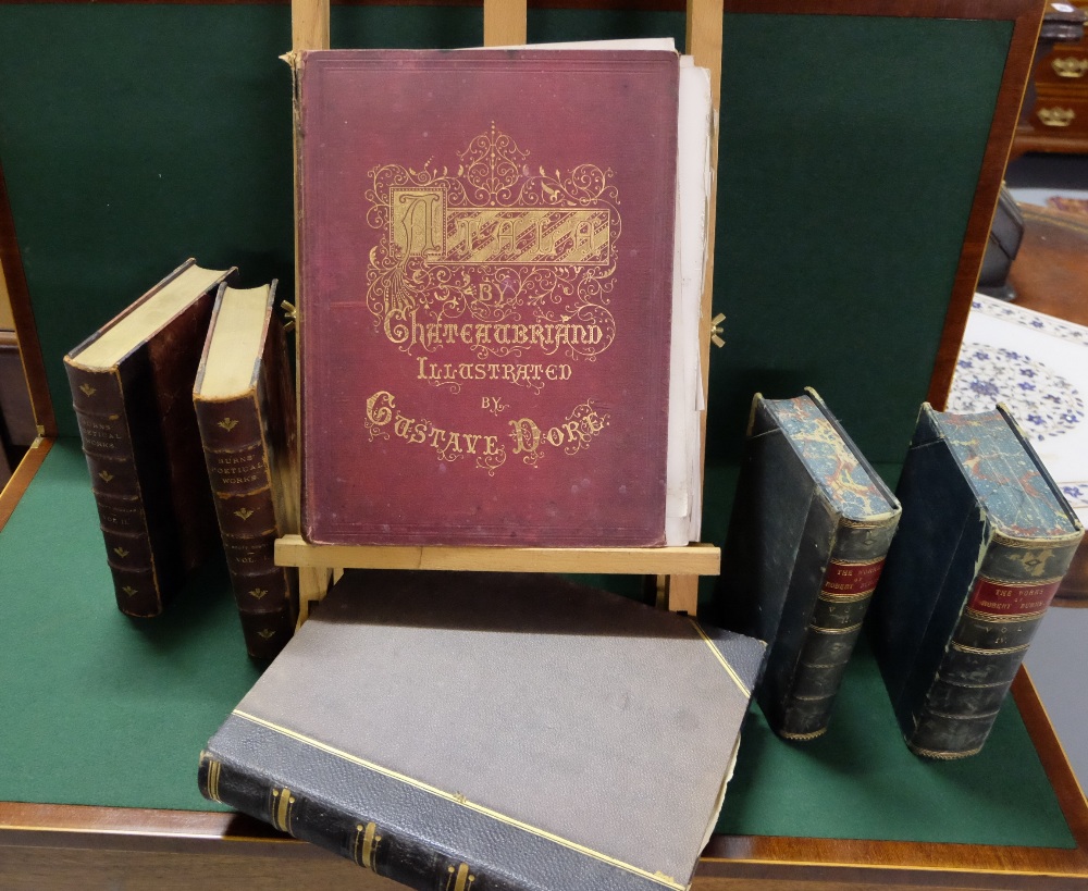 4 Vols Burns Poetry Books (with leather spines) & early 20thC souvenir album of German and English