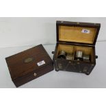 Antique Rosewood Teapoy, inlaid with M.O.P. (& 10 plated napkin rings inside) & Rosewood