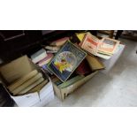 4 boxes of books incl group of “Wonder Books”, Blackwoods Magazines, old novels etc