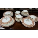 Marlborough Part Dinner Service, cream with leaf pattern borders (38 pieces approx.)
