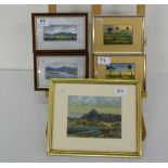 5 miniature pictures incl. a pair of Co. Kerry Landscapes, Pastels, Signed M. Gazel 4"X6" & Pair