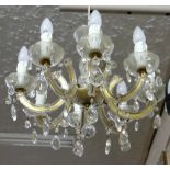 8 Branch Glass Ceiling Light with cut glass droplets