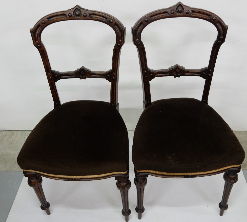 A Matching Pair of Late 19th C Mahogany Side Chairs on turned legs